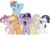 Size: 5303x3684 | Tagged: safe, artist:jhayarr23, mean applejack, mean fluttershy, mean pinkie pie, mean rainbow dash, mean rarity, mean twilight sparkle, alicorn, earth pony, pegasus, pony, unicorn, g4, the mean 6, clone, clone six, evil grin, female, grin, looking at you, mane six, mare, mean six, simple background, smiling, transparent background, vector
