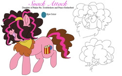 Size: 800x500 | Tagged: safe, artist:zee-stitch, oc, oc only, oc:snack attack, hybrid, yakony, female, hair over eyes, interspecies offspring, offspring, parent:pinkie pie, parent:prince rutherford, parents:pinkieford, simple background, solo, white background