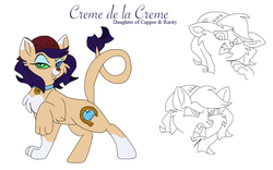 Size: 800x500 | Tagged: safe, artist:zee-stitch, oc, oc only, oc:crème de la crème, hybrid, chest fluff, coat markings, collar, colored sclera, female, interspecies offspring, offspring, parent:capper dapperpaws, parent:rarity, parents:capperity, simple background, socks (coat markings), solo, white background