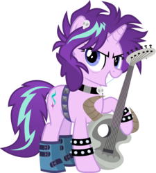 Size: 5303x5903 | Tagged: safe, artist:jhayarr23, starlight glimmer, pony, unicorn, g4, the mean 6, the parent map, absurd resolution, alternate hairstyle, edgelight glimmer, female, guitar, mare, messy mane, punk, simple background, smiling, solo, teenage glimmer, transparent background