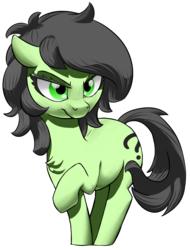 Size: 823x1083 | Tagged: safe, artist:lockhe4rt, oc, oc only, oc:filly anon, pony, chest fluff, female, filly, filly anon is not amused, floppy ears, raised hoof, simple background, solo, transparent background, unamused