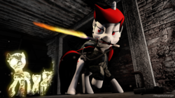 Size: 8000x4500 | Tagged: safe, artist:magentastranger, oc, oc:blackjack, ghoul, pony, unicorn, fallout equestria, fallout equestria: project horizons, absurd resolution, clothes, fanfic art, female, fire, flaming sword, mare, shishikabab, sword, weapon