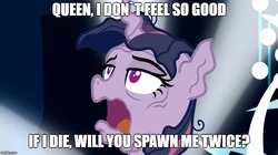 Size: 888x499 | Tagged: safe, edit, edited screencap, screencap, mean twilight sparkle, alicorn, pony, g4, the mean 6, clone, dying, female, image macro, imminent death, meme, solo, you ruined everything