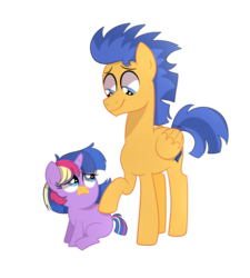 Size: 1024x1138 | Tagged: safe, artist:ashidaii, flash sentry, oc, oc:celestial spark, pony, unicorn, g4, father and daughter, female, filly, male, offspring, parent:flash sentry, parent:twilight sparkle, parents:flashlight, simple background, transparent background