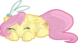 Size: 1824x996 | Tagged: safe, artist:tuppkam1, angel bunny, fluttershy, pony, g4, alternate cutie mark, cute, eyes closed, prone, shyabetes, simple background, transparent background