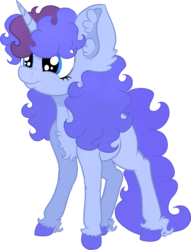 Size: 2181x2862 | Tagged: safe, artist:paskanaakka, derpibooru exclusive, oc, oc only, oc:midnight dew, pony, unicorn, blank flank, chest fluff, colored hooves, ear fluff, female, filly, high res, horn, mare, nose wrinkle, pony oc, simple background, solo, transparent background, unicorn oc, unshorn fetlocks