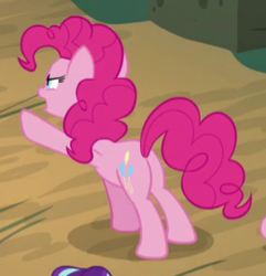 Size: 260x270 | Tagged: safe, screencap, pinkie pie, earth pony, pony, g4, the mean 6, butt, cropped, female, mare, plot, solo