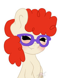 Size: 919x1163 | Tagged: safe, artist:thatonefluffs, twist, earth pony, pony, g4, blushing, bust, cute, eyes closed, female, portrait, simple background, smiling, solo, transparent background, twistabetes