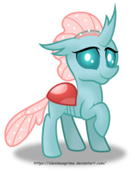 Size: 1024x1290 | Tagged: safe, artist:aleximusprime, ocellus, changedling, changeling, g4, season 8, cute, diaocelles, female, raised hoof, simple background, smiling, solo, transparent background