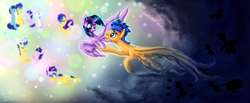 Size: 6204x2555 | Tagged: safe, artist:nightpaint12, flash sentry, night light, princess flurry heart, twilight sparkle, twilight velvet, alicorn, pegasus, pony, g4, couple, female, male, ship:flashlight, shipping, straight, twilight sparkle (alicorn), uncle flash