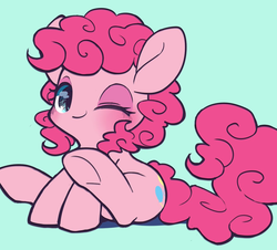 Size: 1130x1022 | Tagged: safe, artist:ccc, pinkie pie, earth pony, pony, g4, cute, diapinkes, female, mare, one eye closed, solo, wink