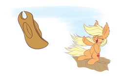 Size: 3500x2200 | Tagged: safe, artist:heir-of-rick, applejack, earth pony, pony, daily apple pony, g4, eyes closed, female, freckles, hidden cane, high res, mare, solo