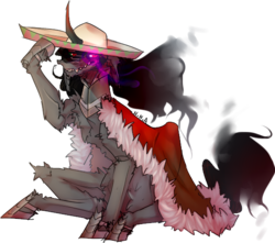 Size: 555x491 | Tagged: safe, alternate version, artist:creepyfreddy, king sombra, pony, unicorn, g4, collaboration, curved horn, ethereal mane, hilarious in hindsight, horn, king sombrero, male, solo, sombra eyes, sombrero, stallion