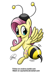 Size: 875x1240 | Tagged: safe, artist:vesmirart, fluttershy, pegasus, pony, g4, animal costume, bee costume, clothes, costume, female, flutterbee, mare, simple background, solo, transparent background