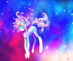 Size: 1280x1067 | Tagged: safe, artist:askdarlingadelaide, oc, oc only, oc:inverse, pony, female, floating, sleeping, sleeping while flying, solo, space