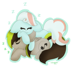 Size: 1280x1189 | Tagged: safe, artist:pegamutt, oc, oc only, oc:inverse, oc:jetn, earth pony, pegasus, pony, cute, floppy ears, jetnverse, pony pile, simple background, sleeping, transparent background, zzz