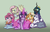 Size: 5100x3300 | Tagged: safe, artist:zanefir-dran, mean applejack, mean fluttershy, mean pinkie pie, mean rainbow dash, mean rarity, mean twilight sparkle, queen chrysalis, alicorn, changeling, changeling queen, earth pony, pegasus, pony, unicorn, g4, the mean 6, clone, clone six, female, former queen chrysalis, glowing, glowing horn, horn, i'm surrounded by idiots, mare, mean six, mommy chrissy, rock