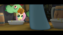 Size: 1280x720 | Tagged: safe, screencap, fluttershy, rainbow dash, squabble, bird, ornithian, anthro, g4, my little pony: the movie, hooves, parrot pirates, pirate