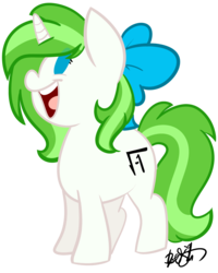 Size: 2173x2719 | Tagged: safe, artist:befishproductions, oc, oc only, oc:minty root, pony, unicorn, bow, chibi, hair bow, high res, simple background, solo, transparent background