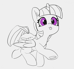 Size: 1280x1189 | Tagged: safe, artist:pabbley, twilight sparkle, alicorn, pony, g4, 30 minute art challenge, :p, cute, dancing, do the sparkle, female, mare, monochrome, partial color, silly, solo, tongue out, twiabetes, twilight sparkle (alicorn)