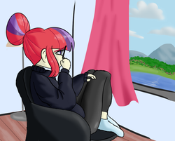 Size: 615x495 | Tagged: safe, artist:iyoungsavage, moondancer, equestria girls, g4, clothes, equestria girls-ified, female, glasses, socks, solo, sweater