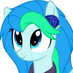 Size: 1000x1000 | Tagged: safe, artist:anonshy, edit, oc, oc only, oc:aureai, oc:cyan lightning, pegasus, pony, clothes, cropped, female, flower, flower in hair, happy, looking up, mare, recolor, simple background, smiling, solo, transparent background
