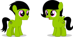 Size: 10870x5570 | Tagged: safe, artist:luckreza8, earth pony, human, pegasus, pony, absurd resolution, brother, brother and sister, colt, cutie mark, dash (pbs kids), dot (pbs kids), female, filly, foal, male, pbs kids, ponified, show accurate, siblings, simple background, sister, transparent background, vector