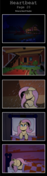 Size: 462x1726 | Tagged: safe, artist:littletigressda, fluttershy, pegasus, pony, comic:heartbeat, g4, bed, comic, fluttershy's cottage, hoofprints, shovel, shower, sleeping