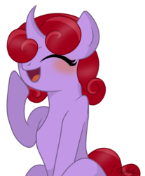 Size: 1024x1238 | Tagged: safe, artist:ipandacakes, oc, oc only, oc:violet velvet, pony, unicorn, blushing, female, laughing, mare, simple background, solo, transparent background