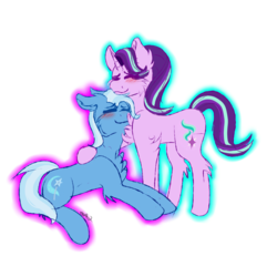 Size: 3000x3000 | Tagged: safe, artist:yathepon7, starlight glimmer, trixie, pony, unicorn, g4, female, high res, lesbian, ship:startrix, shipping, simple background, transparent background
