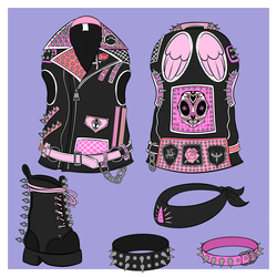 Size: 5000x5000 | Tagged: safe, artist:xexus, absurd resolution, bandana, boot, bracelet, choker, clothes, collar, jacket, jewelry, no pony, punk, reference sheet, skull, spiked choker, spiked collar