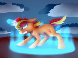 Size: 1600x1200 | Tagged: safe, artist:queenwildfire, oc, oc only, oc:fiery spirit, pony, unicorn, angry, female, magic, mare, not sunset shimmer, solo