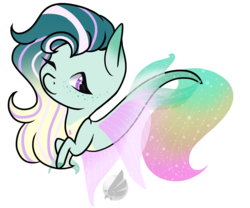 Size: 2976x2480 | Tagged: safe, artist:oneiria-fylakas, oc, oc only, seapony (g4), chibi, female, high res, one eye closed, simple background, solo, transparent background, wink