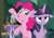 Size: 764x541 | Tagged: safe, screencap, mean twilight sparkle, pinkie pie, alicorn, pony, g4, the mean 6, annoyed, cardboard cutout, clone, cropped, floppy ears, twilight's castle