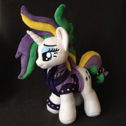 Size: 960x960 | Tagged: safe, artist:burgunzik, rarity, pony, unicorn, g4, alternate hairstyle, irl, photo, plushie, punk, raripunk, solo