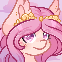 Size: 1024x1024 | Tagged: safe, artist:ak4neh, oc, oc only, oc:seraphina, pony, bust, chibi, heart eyes, icon, simple background, smiling, solo, wingding eyes