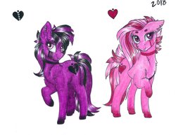Size: 1024x792 | Tagged: safe, artist:tillie-tmb, oc, oc only, oc:embrace, oc:shard, earth pony, pony, female, mare, simple background, traditional art, white background