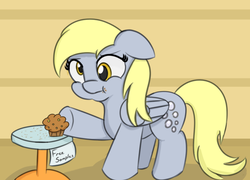 Size: 853x615 | Tagged: safe, artist:treekickerdraws, derpy hooves, pegasus, pony, g4, cute, derpabetes, eating, female, food, mare, muffin, solo