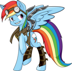Size: 2100x2069 | Tagged: source needed, safe, artist:kittykitsune13, artist:unnk, rainbow dash, pony, g4, female, high res, simple background, solo, steampunk, transparent background, vector