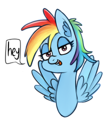 Size: 713x802 | Tagged: safe, artist:firenhooves, rainbow dash, pegasus, pony, g4, bust, cute, dialogue, ear fluff, female, looking at you, mare, open mouth, simple background, solo, speech bubble, talking, white background, wings