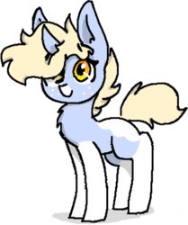 Size: 315x377 | Tagged: safe, artist:nootaz, oc, oc only, oc:nootaz, pony, unicorn, chest fluff, curved horn, cute, female, fluffy, freckles, hair over one eye, horn, looking at you, mare, ocbetes, simple background, smiling, solo, transparent background