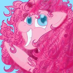 Size: 1200x1200 | Tagged: safe, artist:sixes&sevens, derpibooru exclusive, pinkie pie, earth pony, pony, g4, blue eyes, female, looking at you, messy mane, smiling, solo, waving