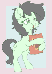 Size: 996x1417 | Tagged: safe, artist:lockhe4rt, oc, oc only, oc:filly anon, pony, bipedal, chips, doritos, ear fluff, eating, female, filly, food, lidded eyes, puffy cheeks, simple background, solo, standing