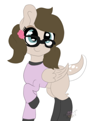 Size: 1024x1378 | Tagged: safe, artist:thatonefluffs, oc, oc only, pegasus, pony, clothes, deer tail, female, glasses, simple background, solo, sweater, transparent background