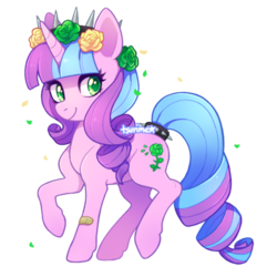 Size: 500x500 | Tagged: safe, artist:tsurime, oc, oc only, oc:ivy lush, pony, flower, flower in hair, simple background, solo, transparent background