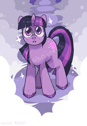 Size: 1161x1691 | Tagged: safe, artist:johnjudes, twilight sparkle, pony, unicorn, g4, magical mystery cure, cloud, colored hooves, cute, female, looking up, mare, solo, starry eyes, twiabetes, unicorn twilight, unshorn fetlocks, wingding eyes
