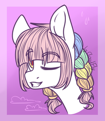 Size: 871x1003 | Tagged: safe, artist:cloud-fly, oc, oc only, oc:rain colorclouds, pony, bust, female, mare, one eye closed, portrait, solo, wink