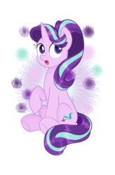 Size: 934x1428 | Tagged: safe, artist:chautung, starlight glimmer, pony, unicorn, g4, cute, female, glimmerbetes, mare, open mouth, simple background, sitting, solo, underhoof, white background