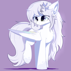 Size: 1700x1700 | Tagged: safe, artist:heddopen, oc, oc only, pegasus, pony, chest fluff, ear fluff, female, hairpin, mare, simple background, solo, wings