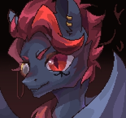 Size: 3100x2900 | Tagged: safe, artist:salt lie, oc, avatar, commission, ear piercing, earring, glasses, high res, jewelry, male, piercing, pixel art, stallion